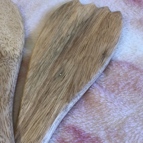 Gather Fall Thanksgiving Autumn Salad Server Set Salad Utensils, NWT Wood Enamel - Picture 12 of 16